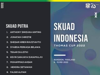 印尼公布2022汤尤杯阵容 菲克里/毛拉纳替换小黄人